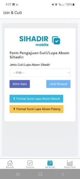 Izin dan Cuti SIHADIR Android