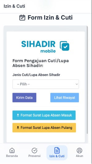 Laporan & Izin SIHADIR Web